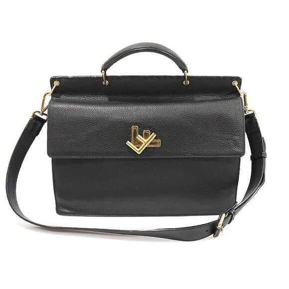 Fendi Other - Black Calfskin Gold-plated Selleria Double Face Briefcase